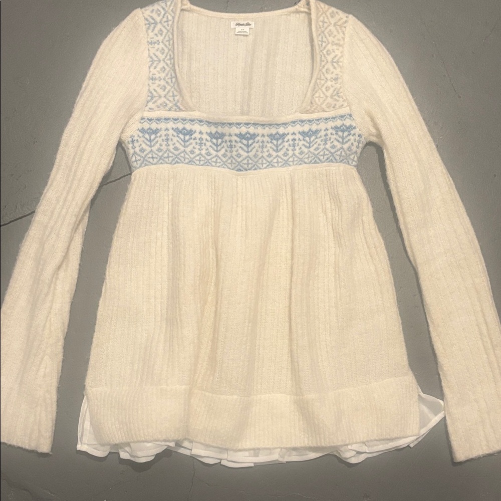 Urban Outfitters Cream and Blue Sweater